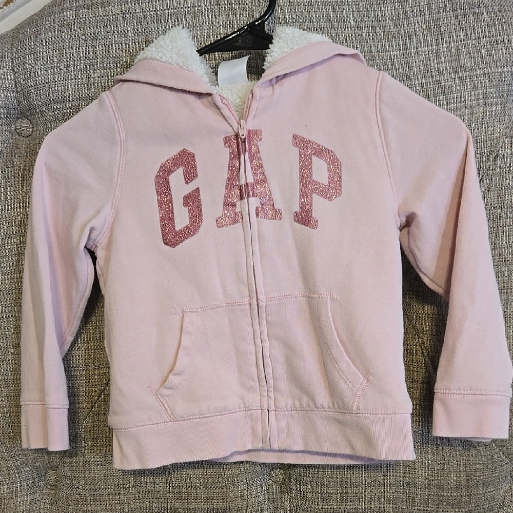 GAP Light Pink Zip-Up Hoodie with Sherpa Lining